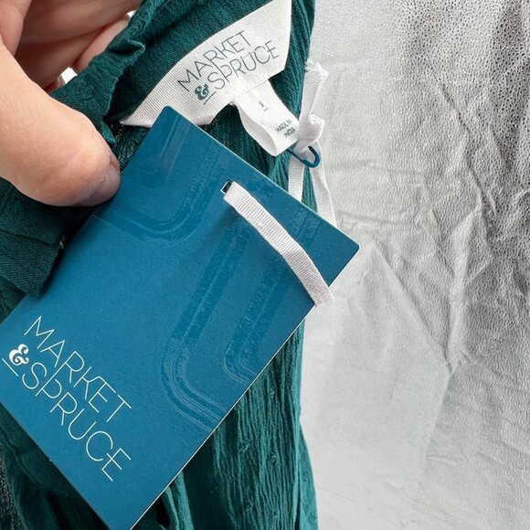 Market & Spruce Swiss Dot Sleeveless Blouse Green Blue Size Small NWT - Picture 8 of 10